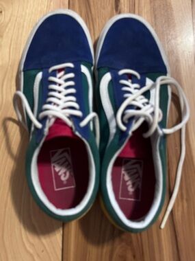 Vans Men’s Colorblock Low-Top Sneakers in Blue, Green & Pink